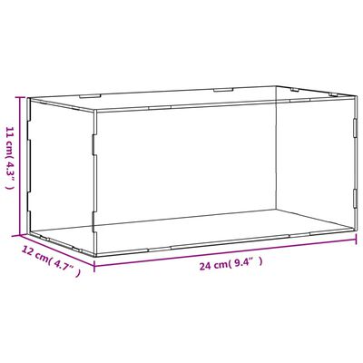 vidaXL Razstavna škatla prozorna 24x12x11 cm akril