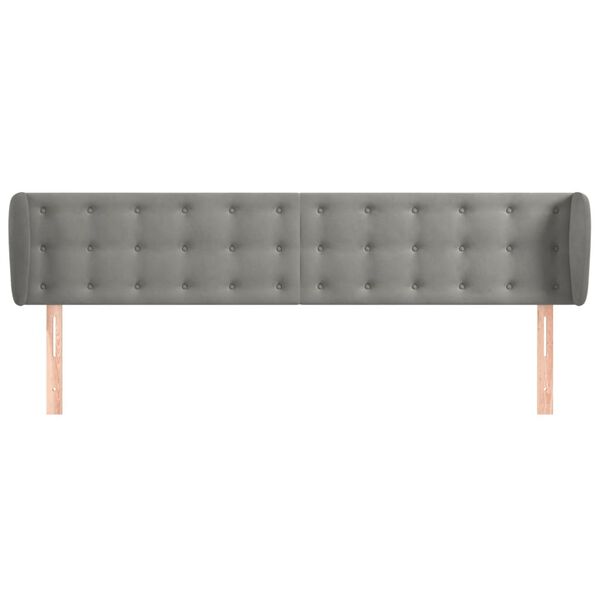 vidaXL Vzglavje z u&scaron;esi svetlo sivo 203x23x78/88 cm žamet