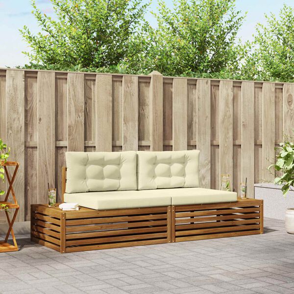 vidaXL Zunanja garnitura za sedenje z blazino 2 Kos Naravna in smetana