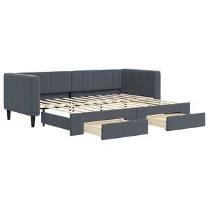 vidaXL Izvlečna dnevna postelja s predali temno siva 80x200 cm žamet