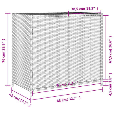 vidaXL Vrtna omara za shranjevanje siva 83x45x76 cm poli ratan