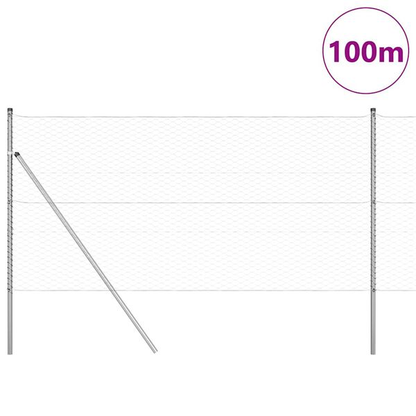 vidaXL Steber ograje. srebrna 100 x 1,4 m (36 mm mreža) Jeklo