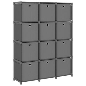 vidaXL Regal z 12 &scaron;katlami siv 103x30x141 cm blago