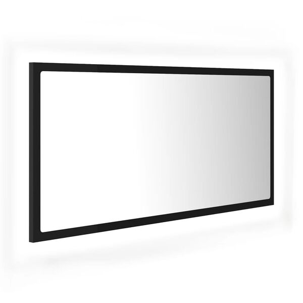 vidaXL LED kopalni&scaron;ko ogledalo črno 90x8,5x37 cm akril