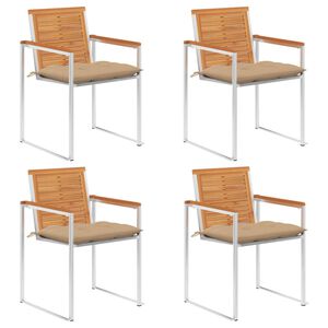 vidaXL Vrtni stoli 4 kosi z blazinami trden akacijev les