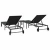 vidaXL Ležalnik z blazino 2-oseba 3 pcs Črna poli ratan