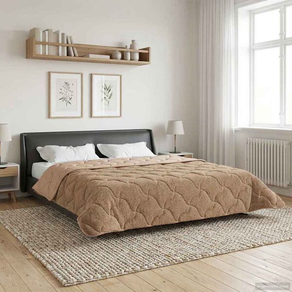 vidaXL Poletna odeja Taupe 220 x 260 cm Mikrofibra in Teddy flis