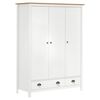 vidaXL Garderobna omara s 3 vrati Hill bela 127x50x170 cm borovina