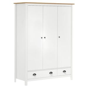 vidaXL Garderobna omara s 3 vrati Hill bela 127x50x170 cm borovina