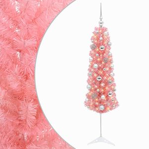 vidaXL Umetno ozko božično drevesce z božično kroglico 120 cm 150 LED