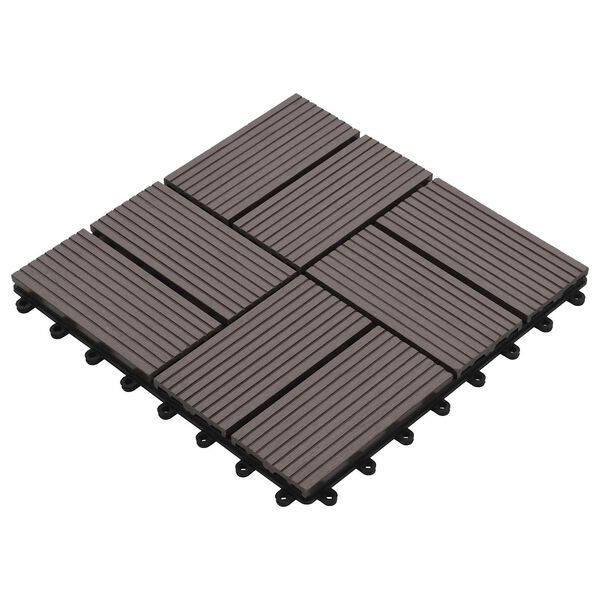 vidaXL Tla za teraso 11 pcs Temno rjava 30 x 30 cm WPC