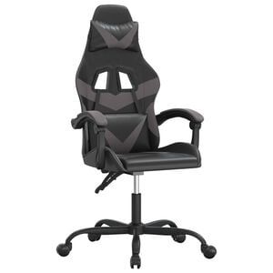 vidaXL Gaming stol črno in siva umetno usnje