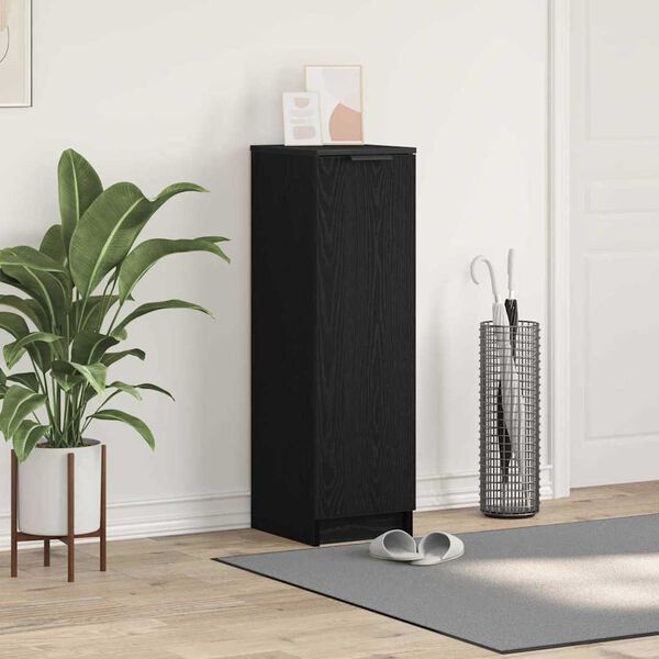 vidaXL Omara za čevlje Črni hrast 29.5 x 35 x 101 cm Konstruiran les