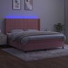 vidaXL Box spring postelja z vzmetnico LED roza 160x200 cm žamet