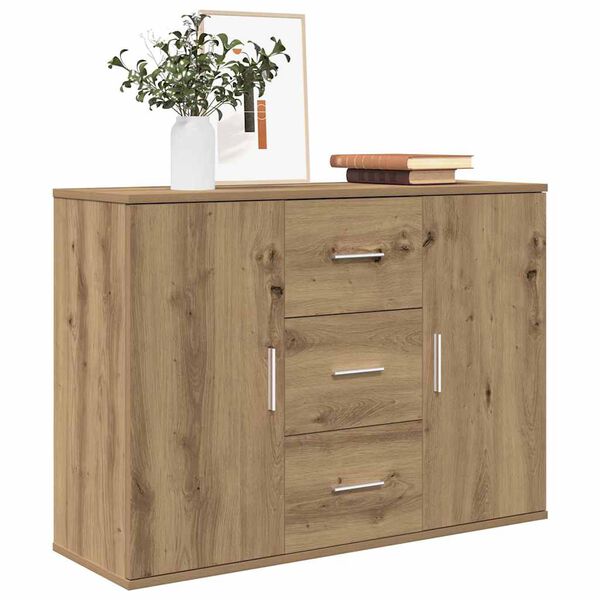 vidaXL Sideboard artisian hrast 90x29,5x65 cm konstruiran les