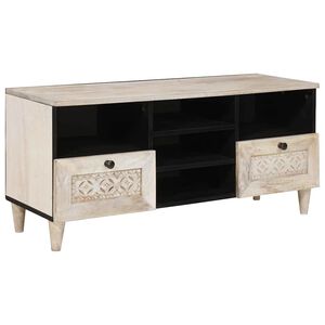 vidaXL TV omarica Beljen bel 100 x 33 x 46 cm Masiven les manga