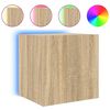 vidaXL Stenska TV omarica z LED lučkami sonoma hrast 40,5x35x40 cm