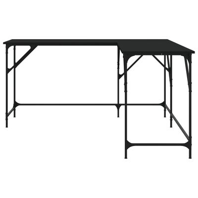 vidaXL Pisalna miza črna 149x149x75 cm inženirski les