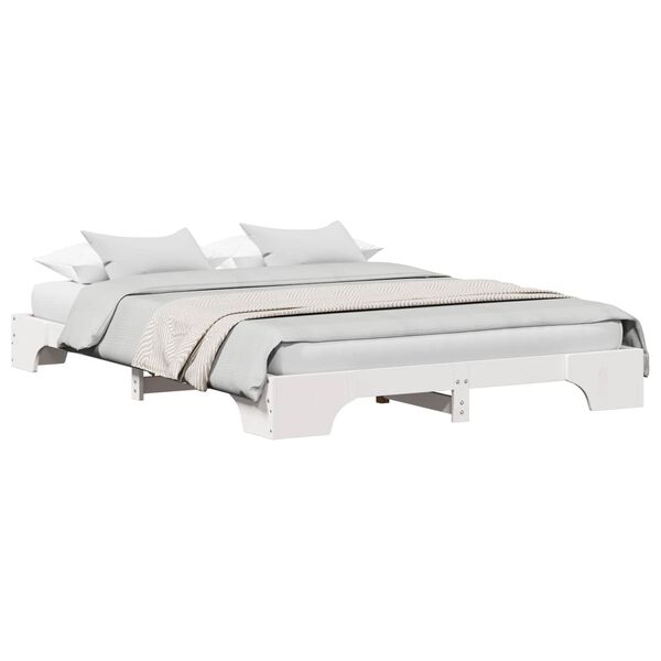 vidaXL Konstrukcija postelje Bela 140 x 200 cm Masivno borovo les