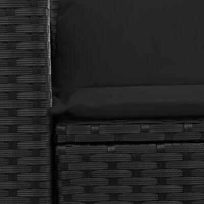 vidaXL Vrtni kavč dvosed z blazinami črn poli ratan
