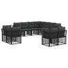 vidaXL Zunanja garnitura za sedenje 11 pcs Črna in Temno siva