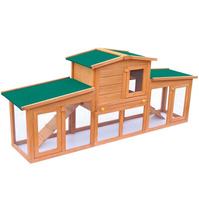 vidaXL Velik zajčnik / hišica za male živali s strehami iz lesa