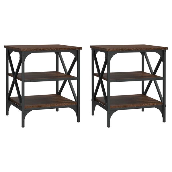 vidaXL Stranska mizica 2 kosa rjav hrast 40x42x50 cm inženirski les