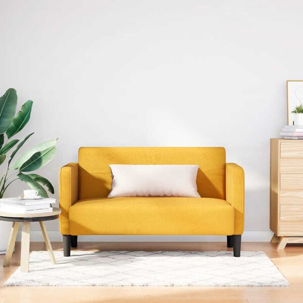vidaXL Loveseat kavč svetlo rumena 109 cm velur tkanina