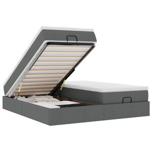 vidaXL Otomanski posteljni okvir z vzmetnicami siv 200x200 cm blago