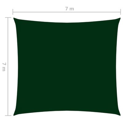 vidaXL Senčno jadro oksford blago kvadratno 7x7 m temno zeleno
