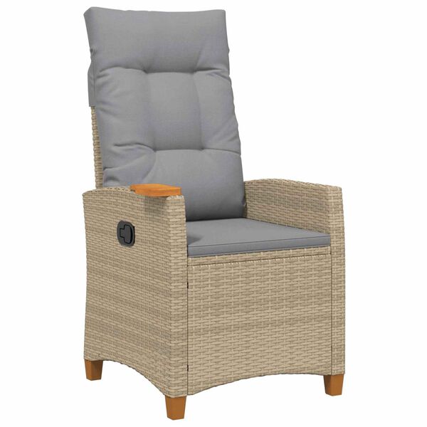 vidaXL Naslonjač z čajem z blazino 62 x 64 x 112 cm poli ratan