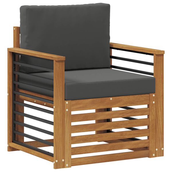 vidaXL Zunanja garnitura za sedenje z blazino Naravna 71 x 63 x 73 cm