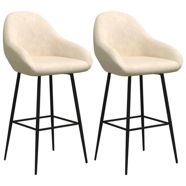 vidaXL Barski stolčki 2 kosa krem žamet