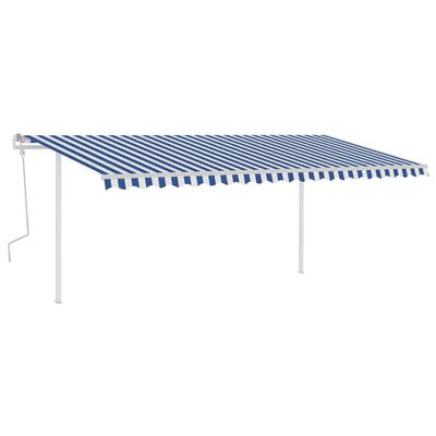 vidaXL Ročno zložljiva tenda z LED lučkami 5x3,5 m modra in bela