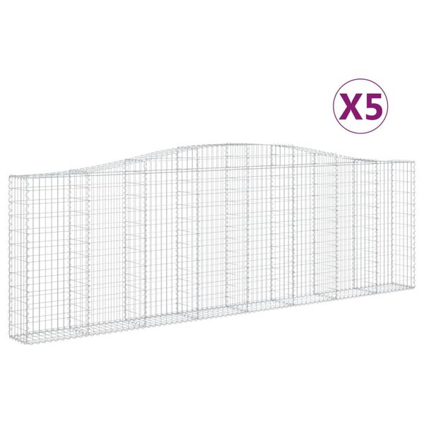 vidaXL Obokane gabion košare 5 kosov 400x30x120/140cm pocinkano železo