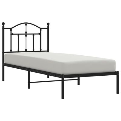 vidaXL Kovinski posteljni okvir z vzglavjem črn 90x190 cm
