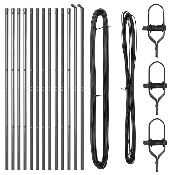 vidaXL Ograjni stebri 13 pcs Siva Ø32mm 210 cm Pocinkano jeklo