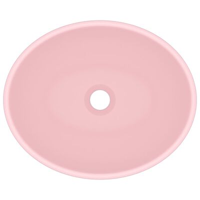 vidaXL Razkošen umivalnik ovalen mat roza 40x33 cm keramičen