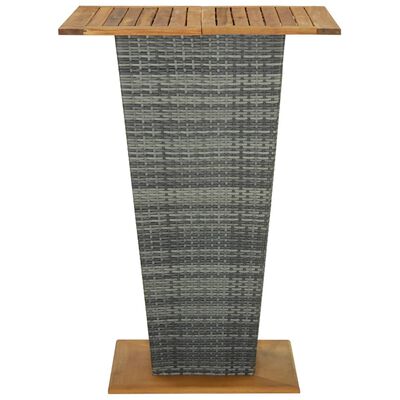 vidaXL Barska miza siva 80x80x110 cm poli ratan in trden akacijev les