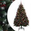 vidaXL Umetno božično drevo, zeleno z okraski 150 cm 150 LED