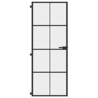 vidaXL Notranja vrata ozka črna 76x201,5 cm kaljeno steklo in aluminij