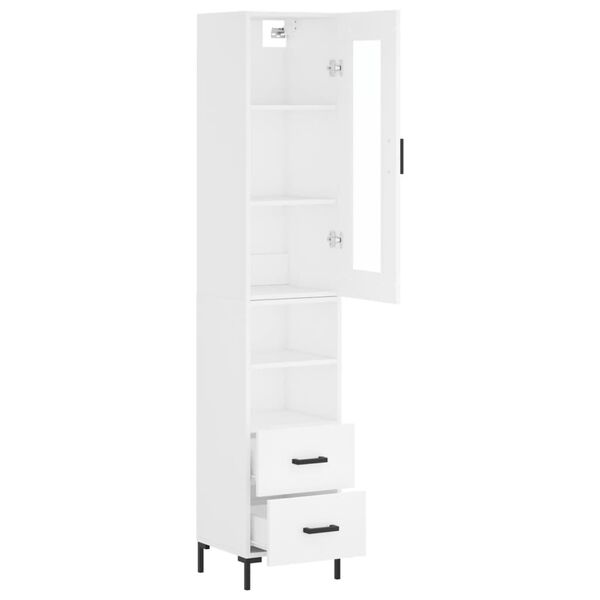 vidaXL Visoka omara bela 34,5x34x180 cm inženirski les