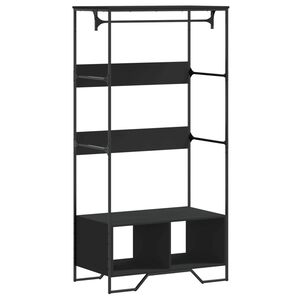 vidaXL Garderobna omara črna 90x50x180 cm inženirski les