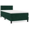vidaXL Box spring postelja z vzmetnico temno zelen 90x190 cm žamet