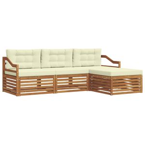 vidaXL Zunanja garnitura za sedenje z blazino 4 pcs Naravna in smetana