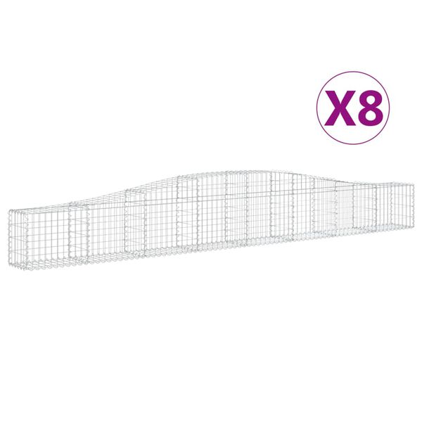 vidaXL Obokane gabion košare 8 kosa 400x30x40/60 cm pocinkano železo