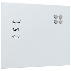 vidaXL Stenska magnetna tabla bela 60x50 cm kaljeno steklo