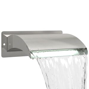 vidaXL Bazenski slap z LED Nerjaveče jeklo 304 30 x 9 x 26 cm Srebrna