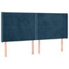 vidaXL Vzglavje z u&scaron;esi temno modro 163x16x118/128 cm žamet