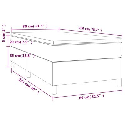 vidaXL Box spring postelja z vzmetnico temno rjava 80x200 cm blago